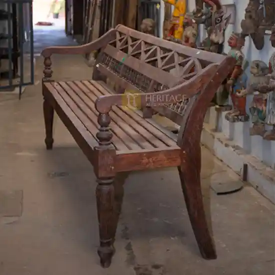 Wooden Backrest Bench