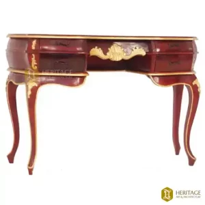 Antique Style Wooden Console with Gold Rims