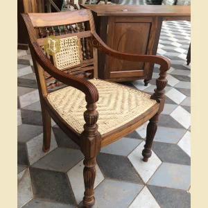 simple wooden chair with armrest