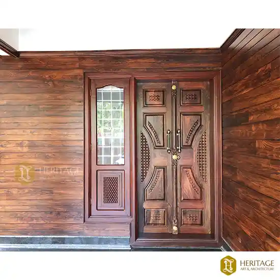 wood double front doors